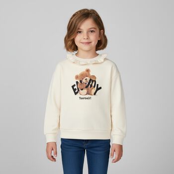 Girls Ivory Teddy Bear Sweatshirt