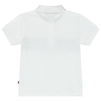 Younger Boys White & Black Logo Polo Shirt