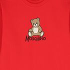 Girls Red Teddy Bear Logo Swearshirt Dress, 1, hi-res