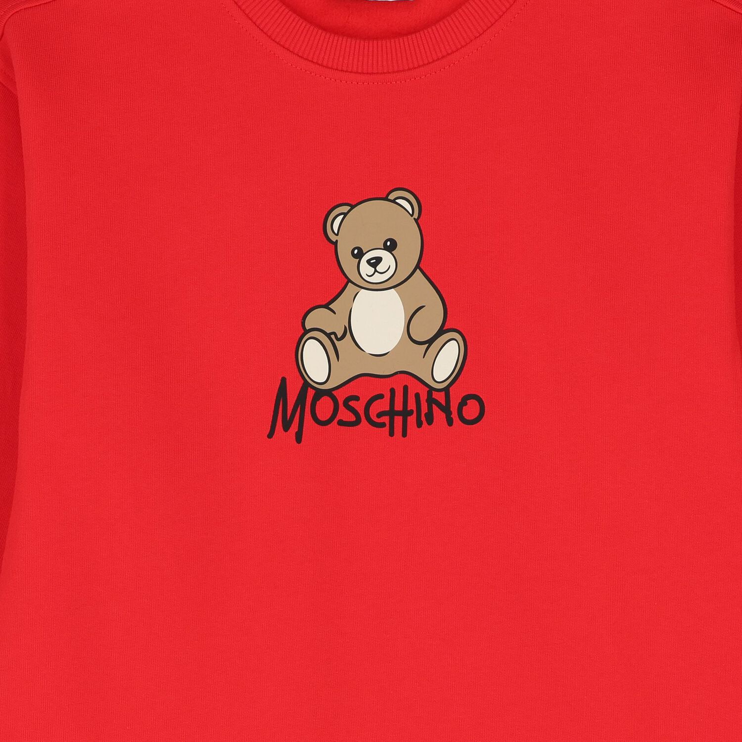Girls Red Teddy Bear Logo Swearshirt Dress, 1, hi-res
