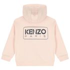 Girls Pink Logo Hooded Zip Up Top, 1, hi-res