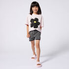 Girls Black Denim Rhinestones Shorts, 1, hi-res