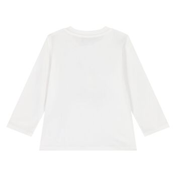 Younger White Teddy Bear Logo Long Sleeve Top