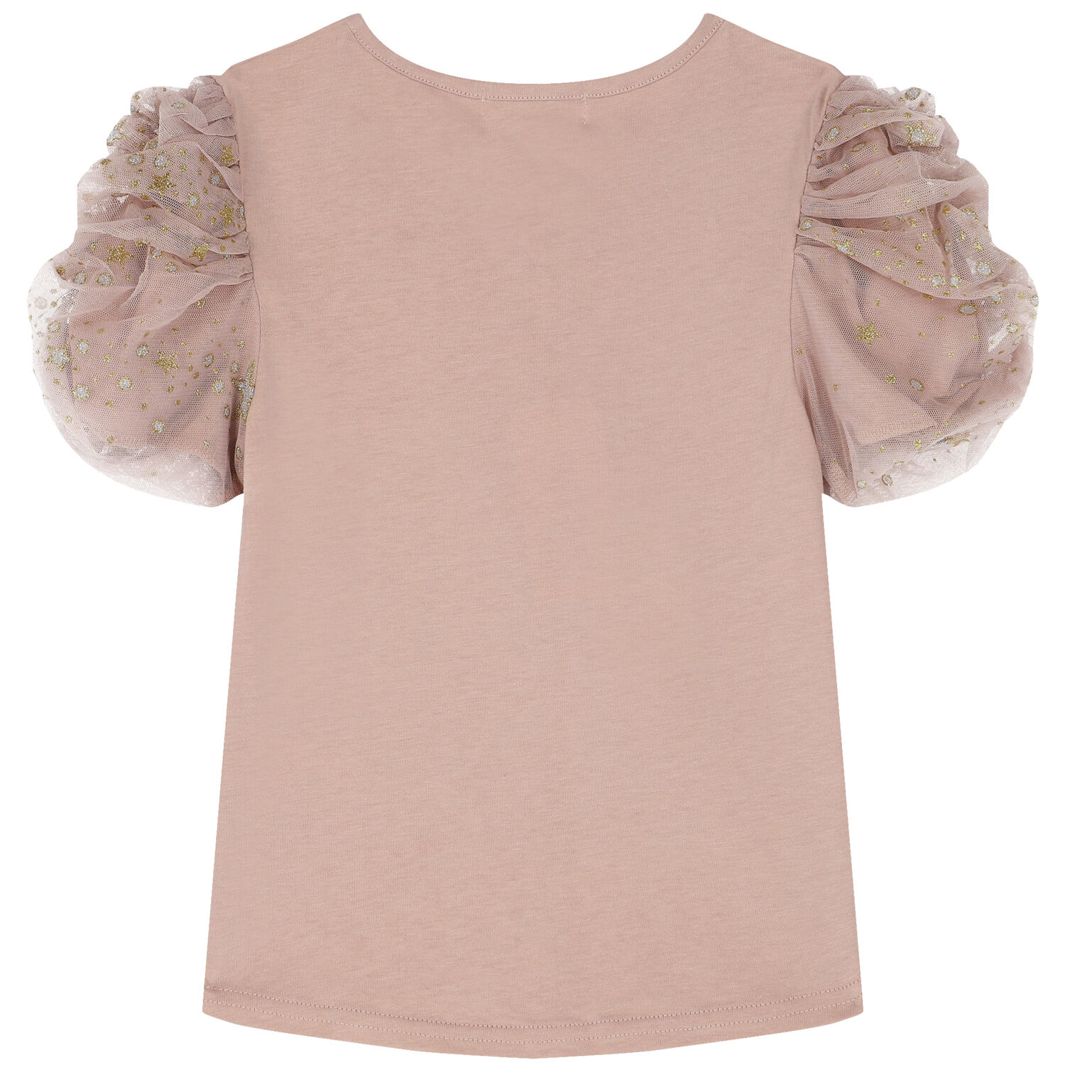 Girls Pink Tulle Sleeve T-Shirt, 1, hi-res image number null