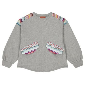Girls Grey Zig Zag Glittery Sweatshirt