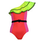 Girls Orange & Yellow Swimsuit, 1, hi-res