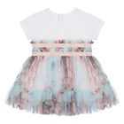 طقم فستان تول باللون  أبيض وأخضر للبنات , 1, hi-res