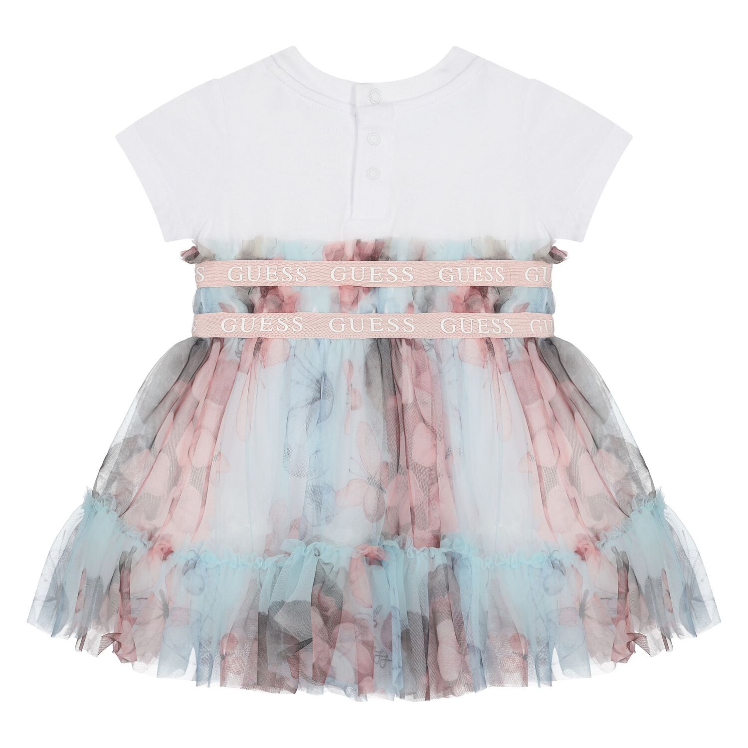 طقم فستان تول باللون  أبيض وأخضر للبنات , 1, hi-res