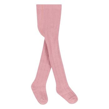 Younger Girls Pink Knitted Tights