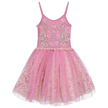 Girls Pink Embellished Tulle Dress