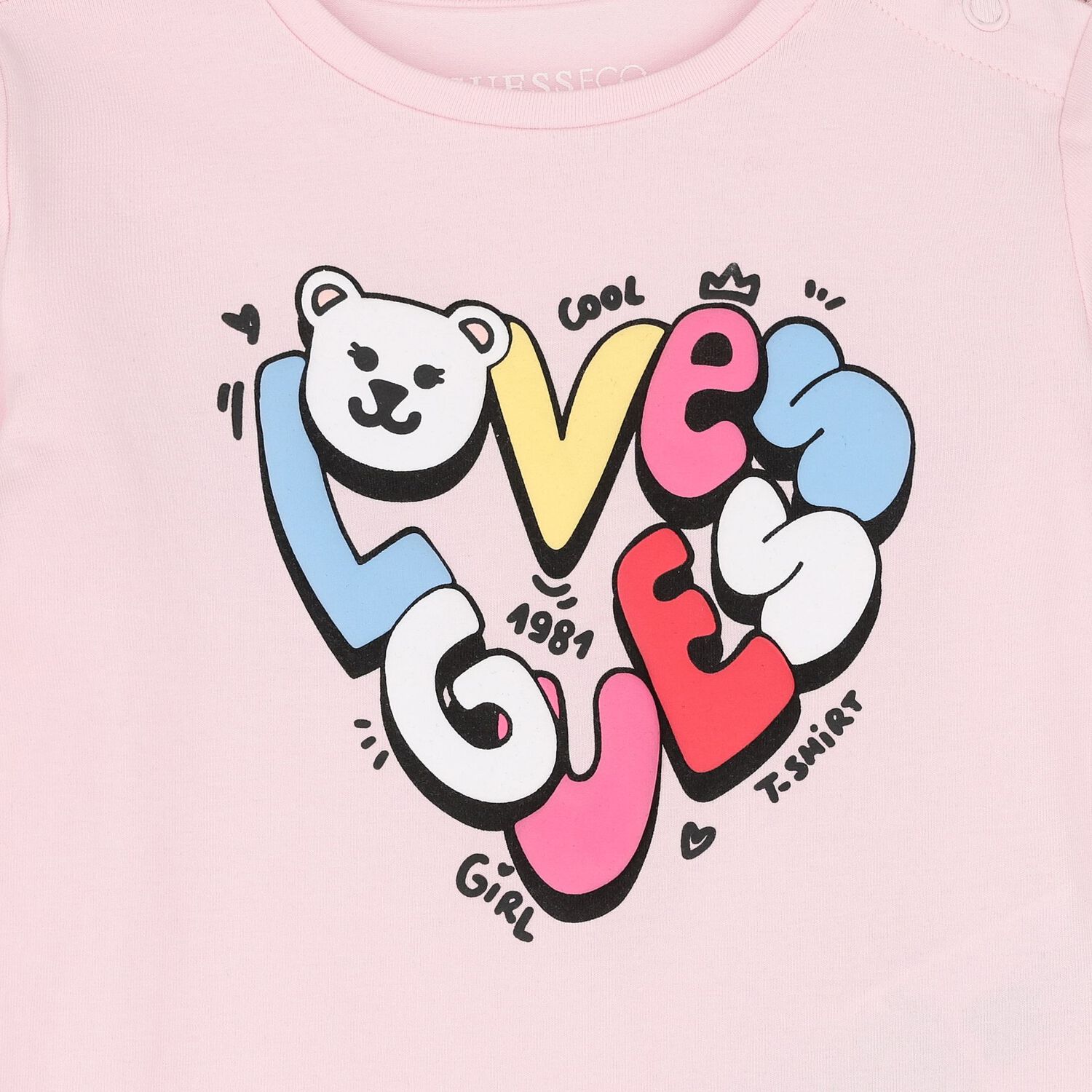 Baby Girls Pink Logo Long Sleeve Top, 2, hi-res image number null