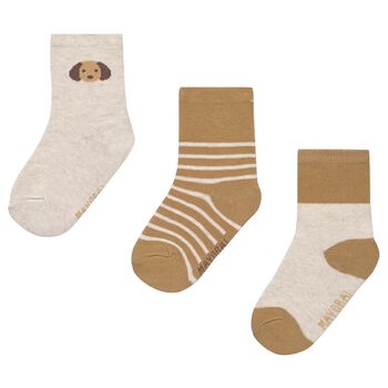 Younger Boys Beige Socks ( 3 Pack )