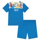 طقم شورت أولاد باللون العاجى والأزرق, 1, hi-res