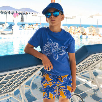 Boys Blue Octopus T-Shirt