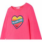 Girls Pink Logo Long Sleeve Top, 1, hi-res