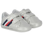 Silver Logo Pre Walker Shoes, 1, hi-res