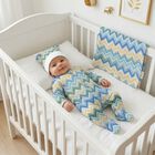 Blue & Yellow Zig Zag Baby Blanket, 3, hi-res