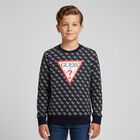 Boys Navy Blue Logo Sweatshirt, 2, hi-res