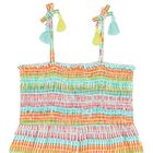 Girls Multi-Coloured Smocked Playsuit, 1, hi-res