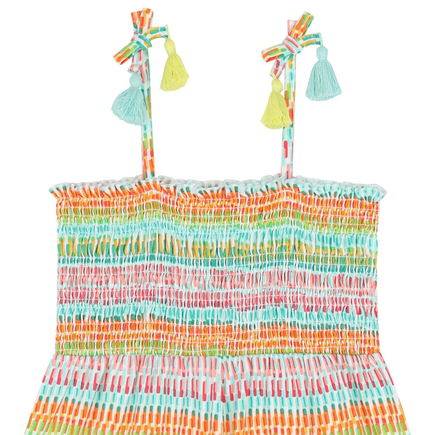 Girls Multi-Coloured Smocked Playsuit, 1, hi-res image number null