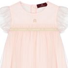 Girls Pink Logo Tulle Dress, 1, hi-res