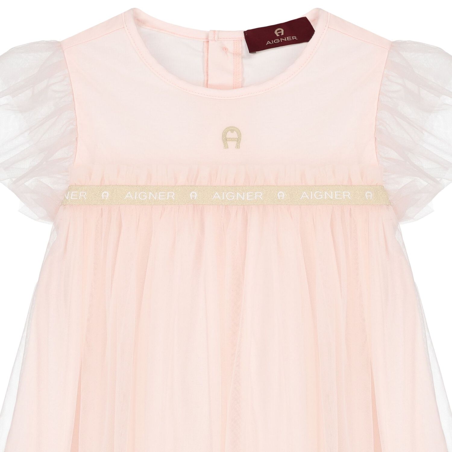 Girls Pink Logo Tulle Dress, 1, hi-res image number null