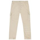 Boys Beige Logo Cargo Trousers, 2, hi-res