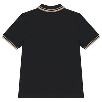 قميص بولو أسود بشعار للأولاد