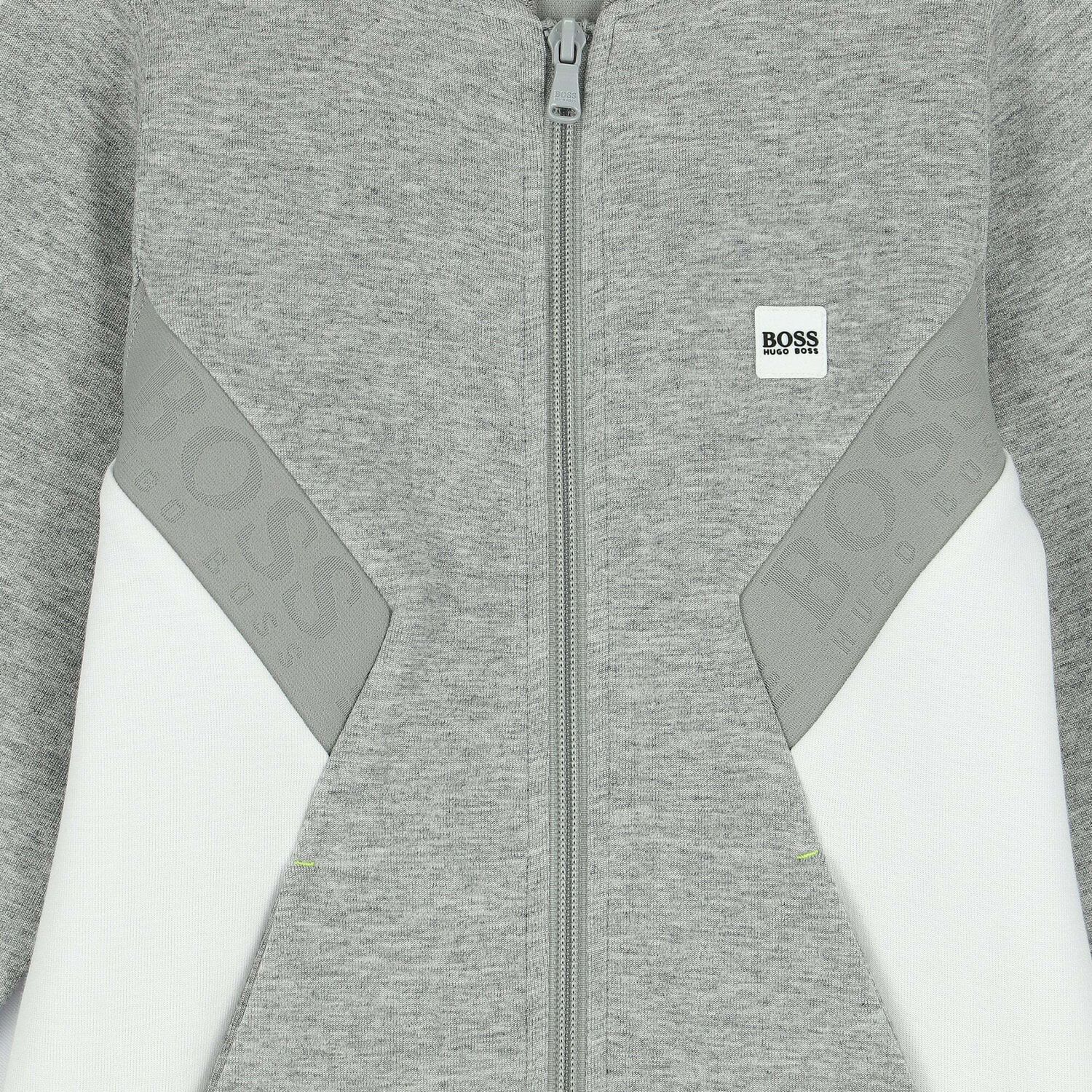 Boys Grey & White Zip Up Top, 1, hi-res