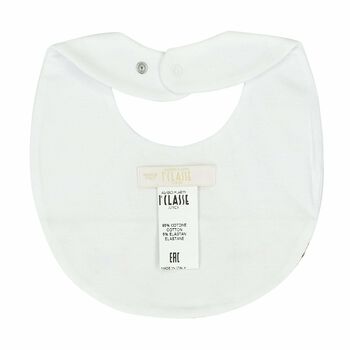 White & Beige Geo Map Baby Bib