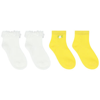 Baby Girls White & Yellow Socks ( 2-Pack )