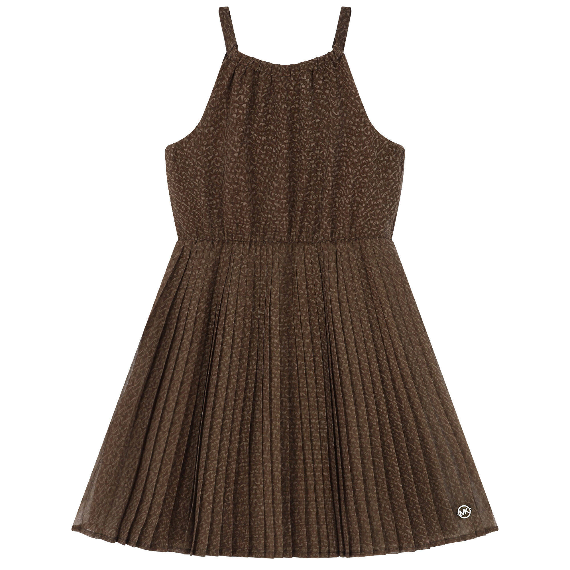 MICHAEL KORS Girls Brown Chiffon Logo Dress Junior Couture UAE