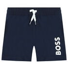 Younger Boys Navy Blue Swim Shorts, 1, hi-res