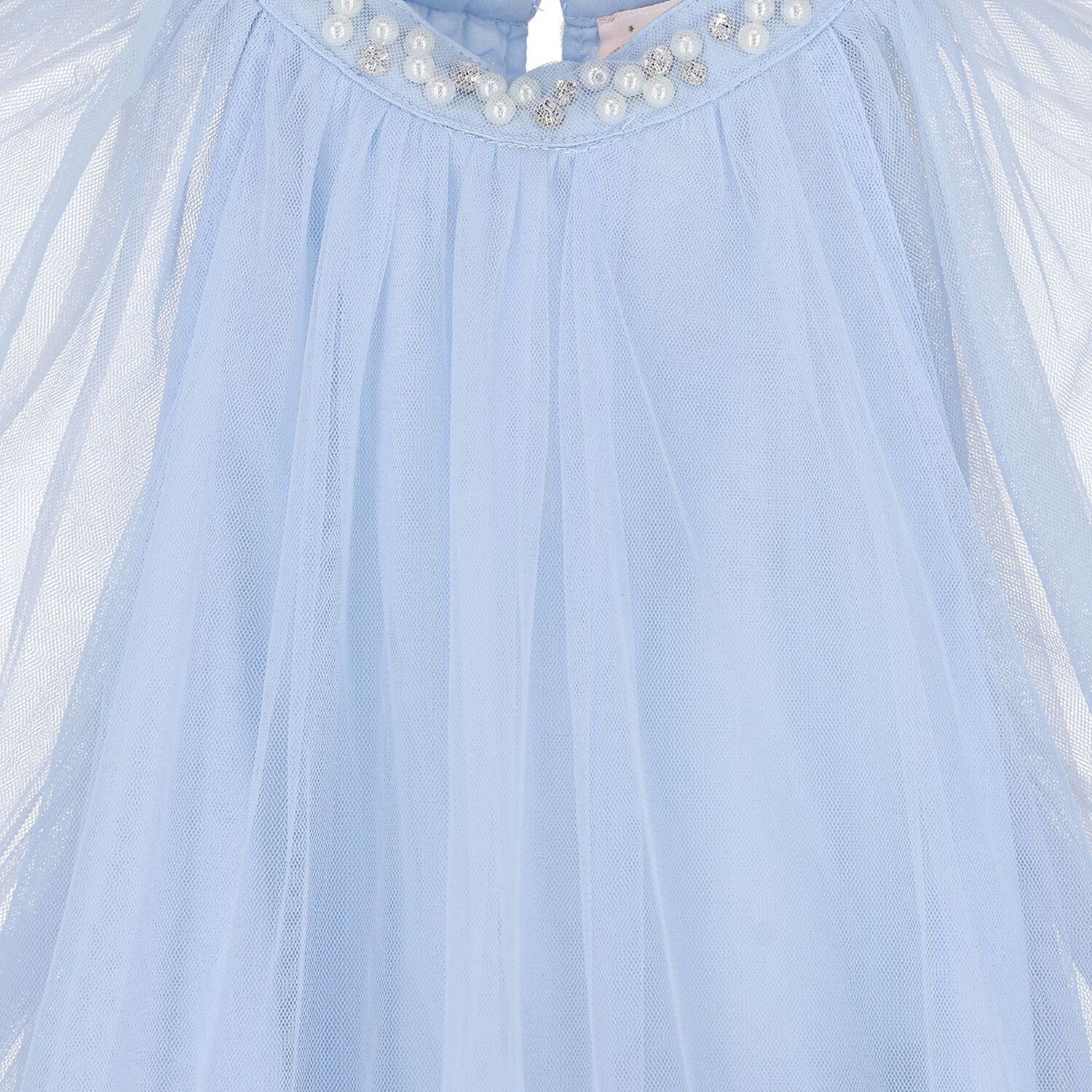 Baby Girls Blue Pearl Tulle Dress, 1, hi-res