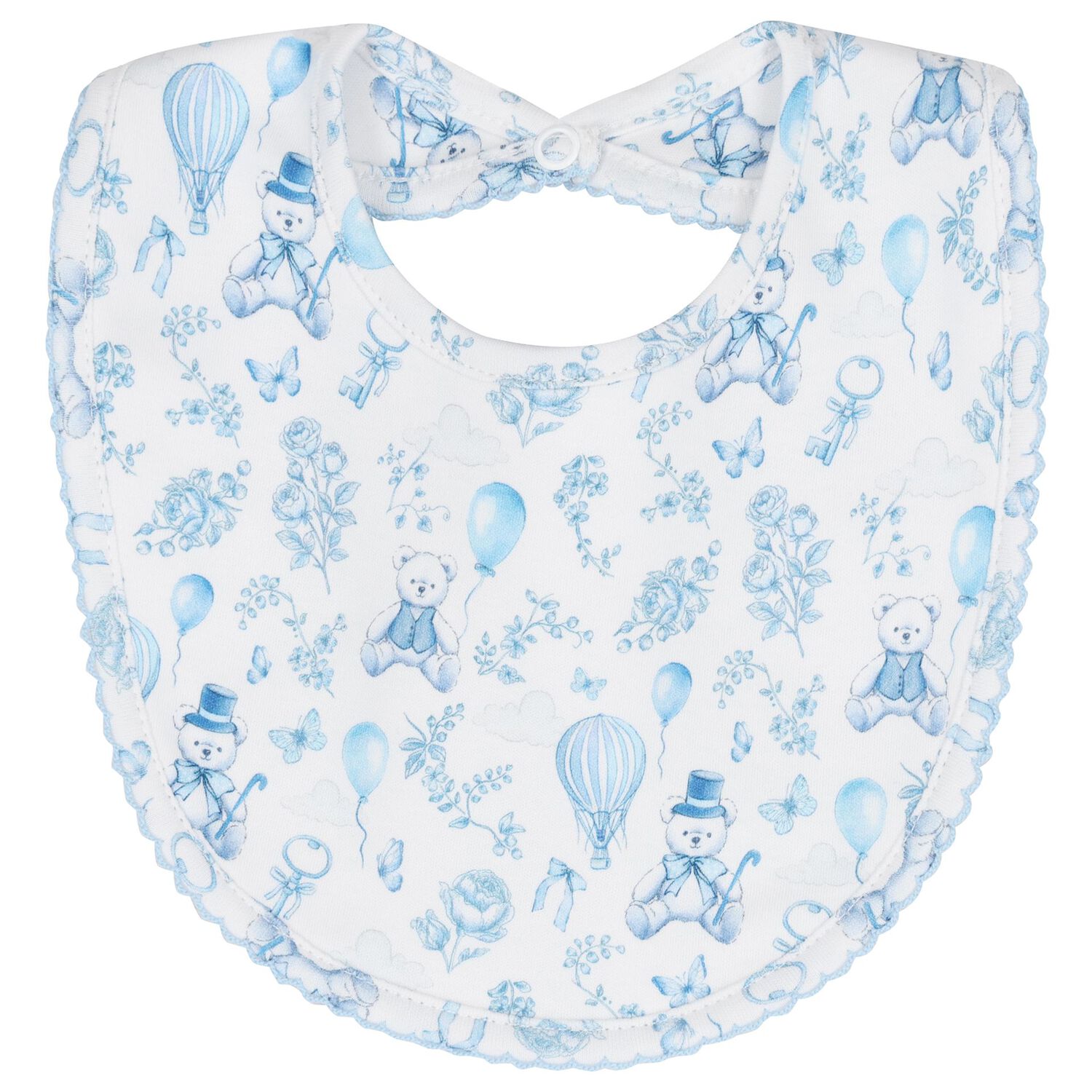 Baby Boys White & Blue Toile de Jouy Babygrow Set, 1, hi-res image number null