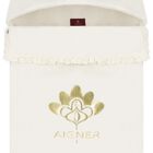 مدس بنات بطبعة الزهور بالشعار  باللون العاجي و الذهبى, 1, hi-res