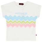 Girls White Zigzag Logo T-Shirt, 1, hi-res