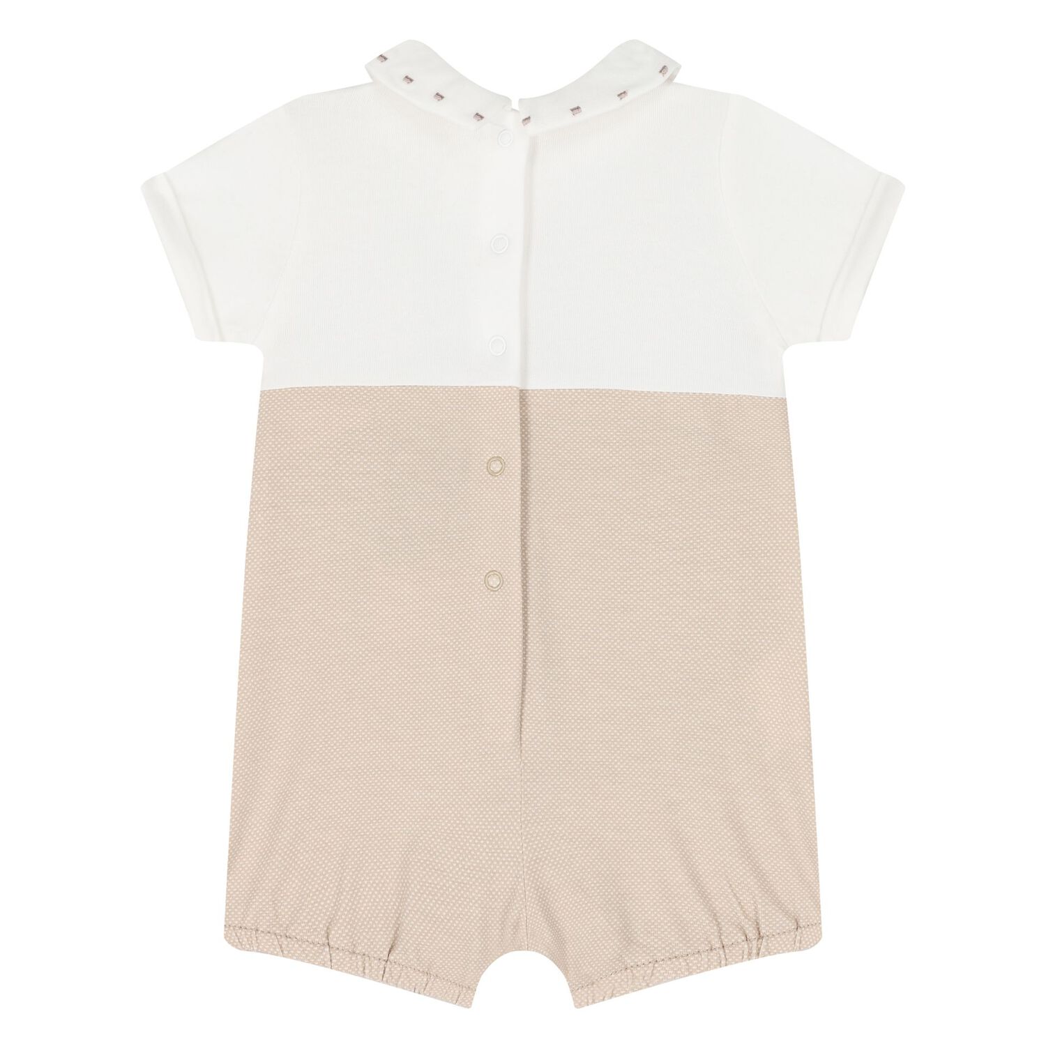 Baby Boys Beige & White Dungaree & Hat Set, 3, hi-res image number null