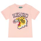 Younger Girls Pink Varsity Tiger T-Shirt, 1, hi-res