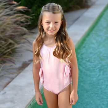 Girls Pink Iridescent Shimmer Swimsuit