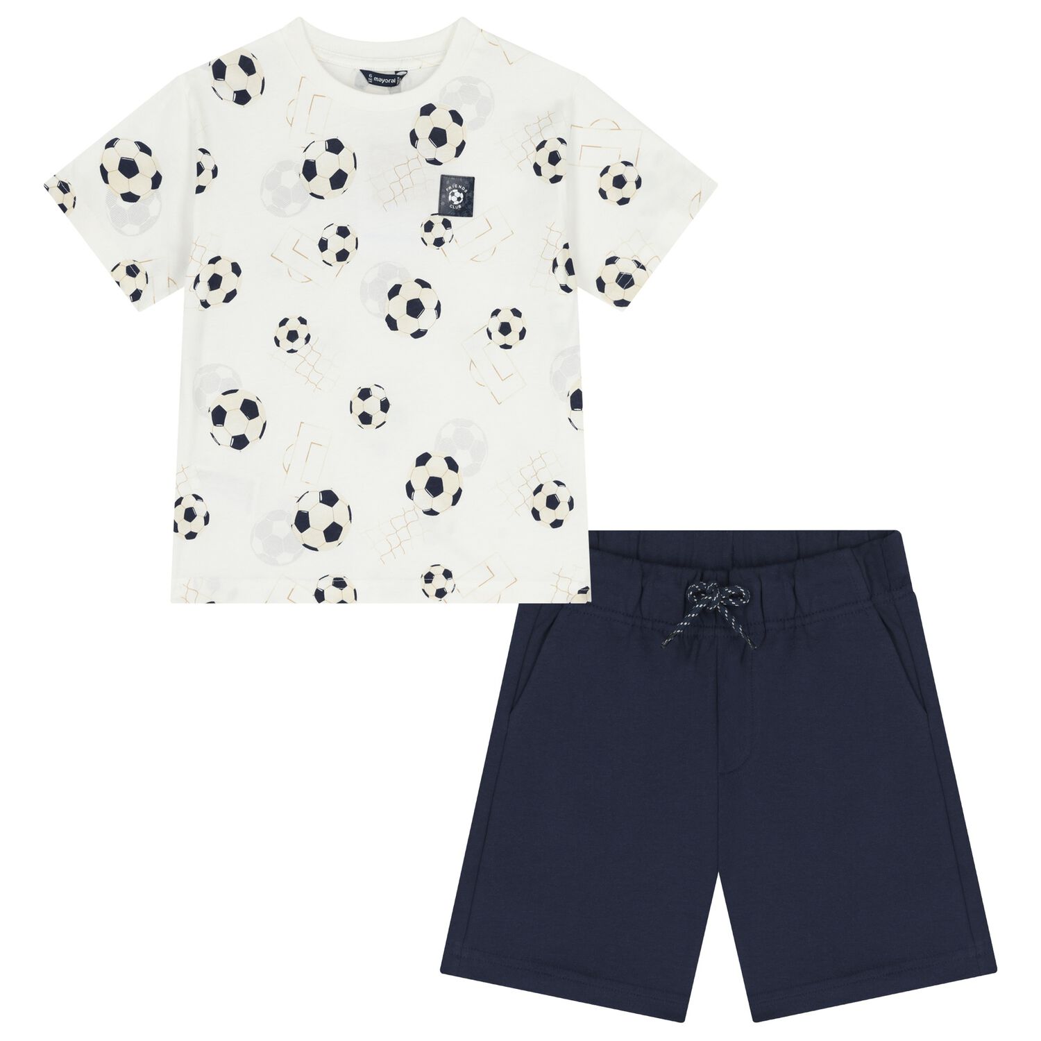 Boys White & Navy Blue Short Set, 1, hi-res