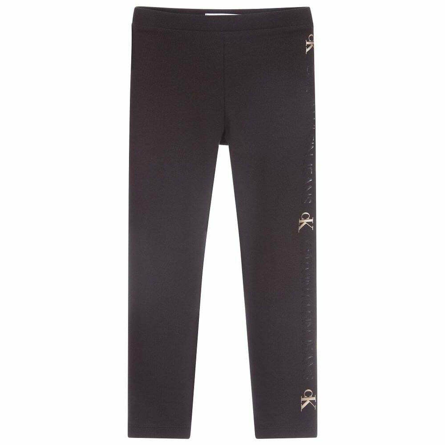 Girls Black Logo Leggings, 1, hi-res image number null