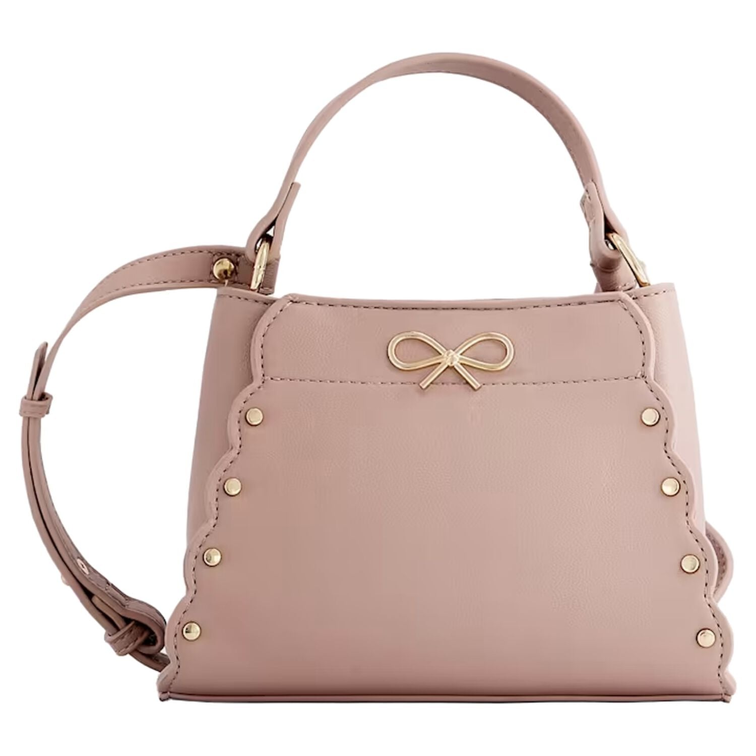 Girls Pink Faux Leather Handbag ( 15cm ), 2, hi-res