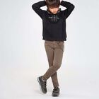 Boys Khaki Jeans Style Trousers, 1, hi-res