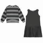 طقم فستان مخطط باللون الرمادى, 1, hi-res