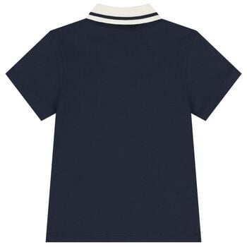 قميص بولو للأولاد باللون الأزرق الداكن بشعار العلامة