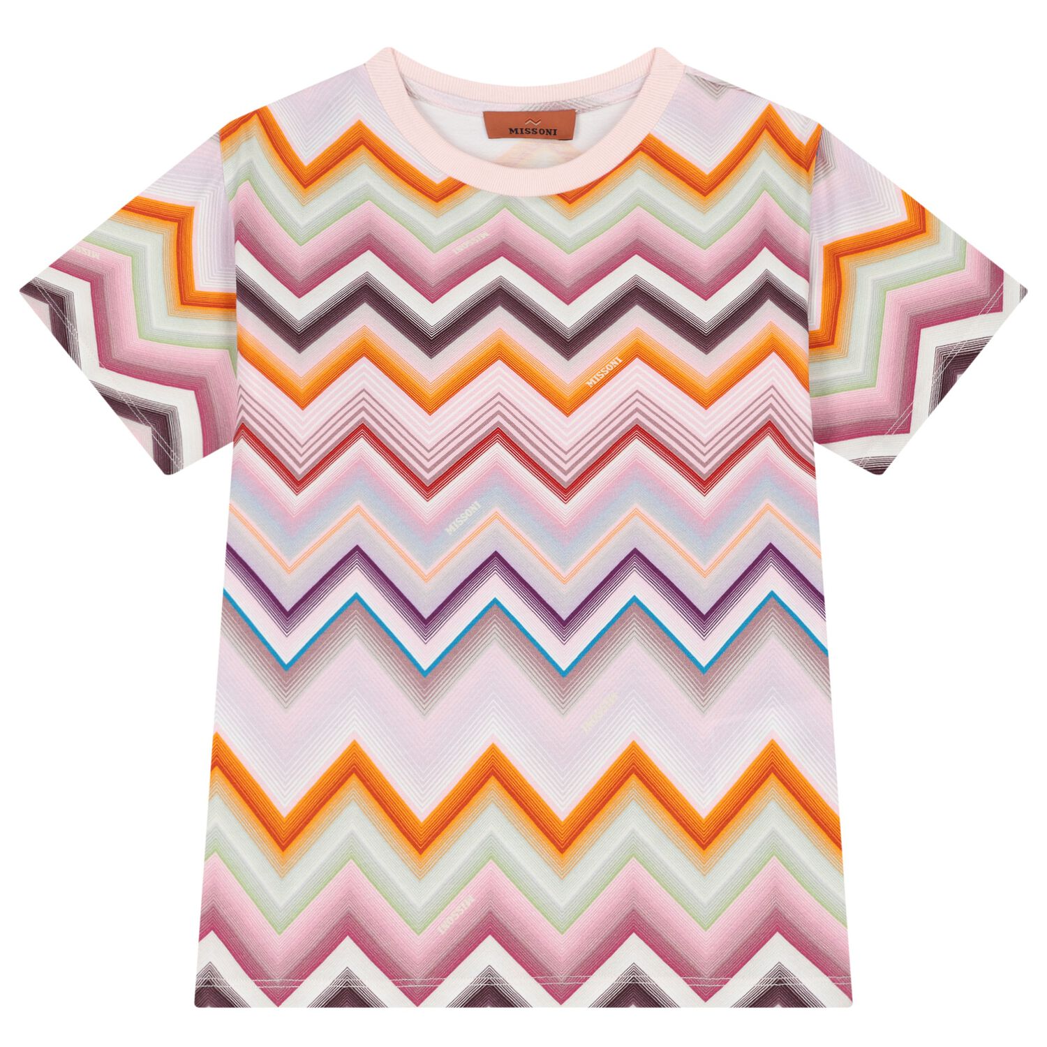 Girl Multi-Coloured Zig Zag T-Shirt, 1, hi-res