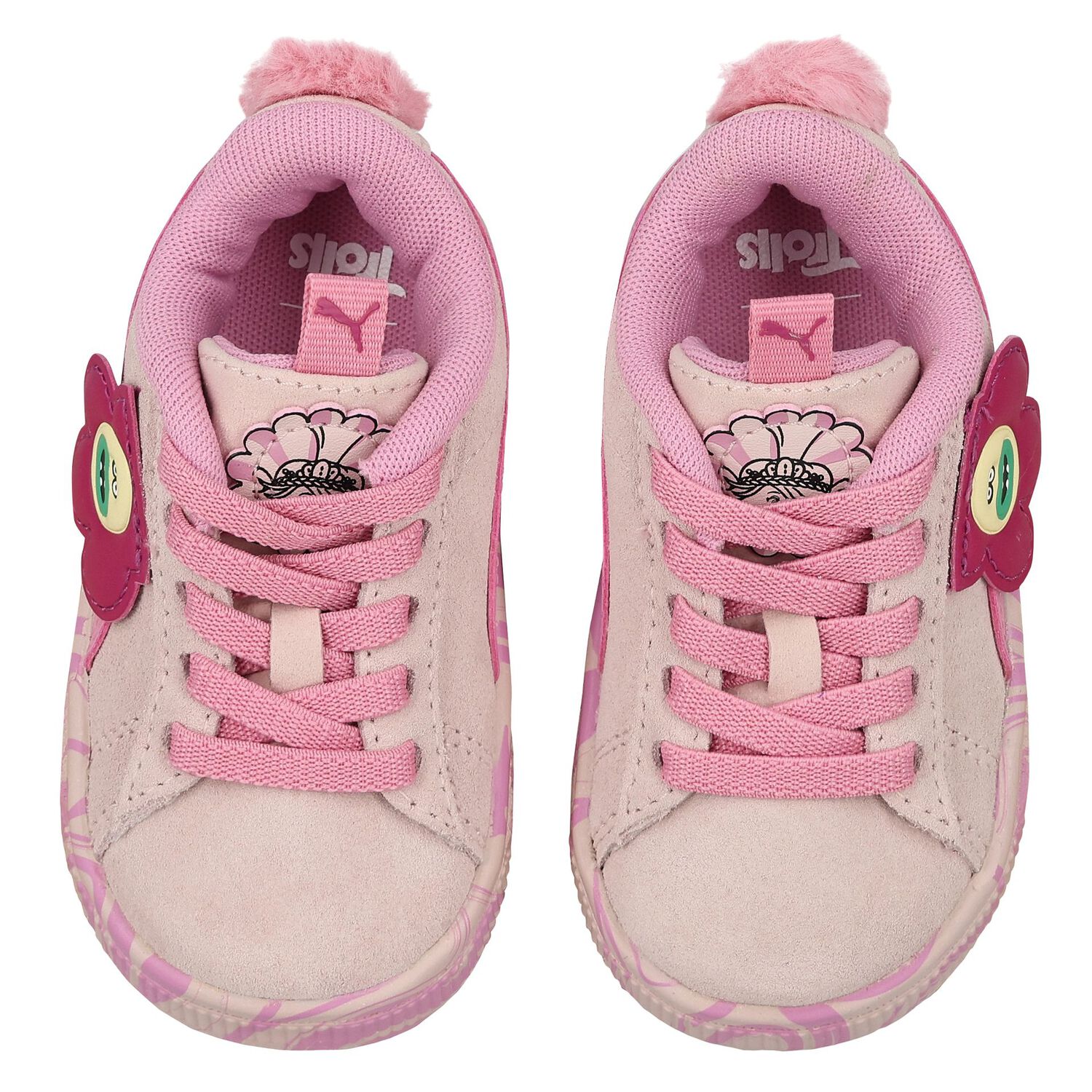Baby Girls Pink Trolls Suede Trainers, 1, hi-res