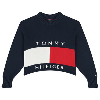 ستره للبنات محبوكه من الصوف بالشعار باللون الكحلى 