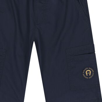 Boys Navy Blue Logo Shorts